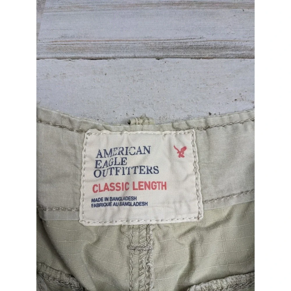 American Eagle Cargo Shorts Mens 30‎ Tan Khaki Ripstop Longboard Outdoors Skater